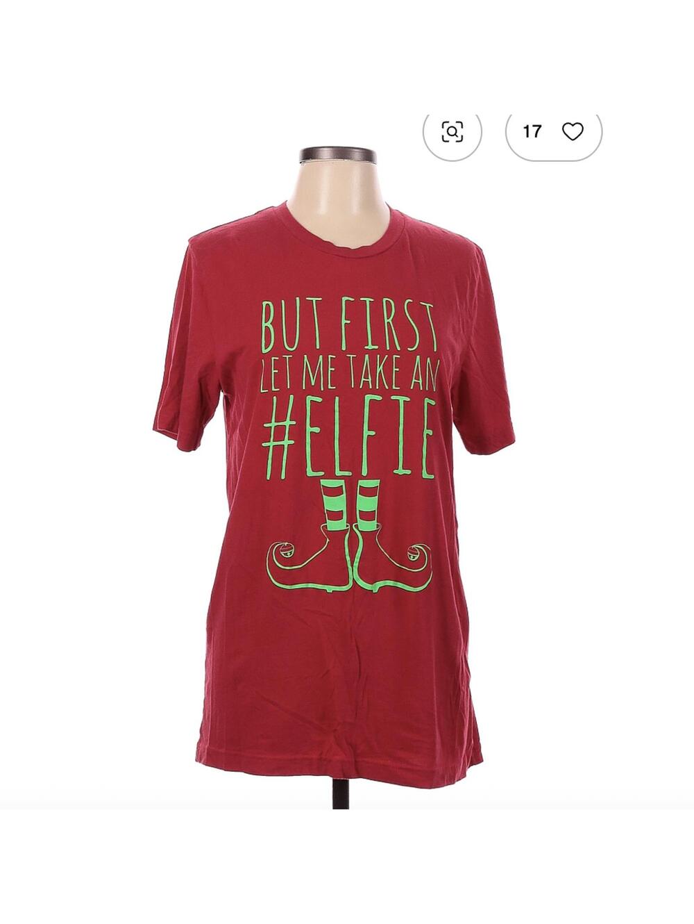 Red Short Sleeve Graphic T-Shirt Size L let me take an elfie